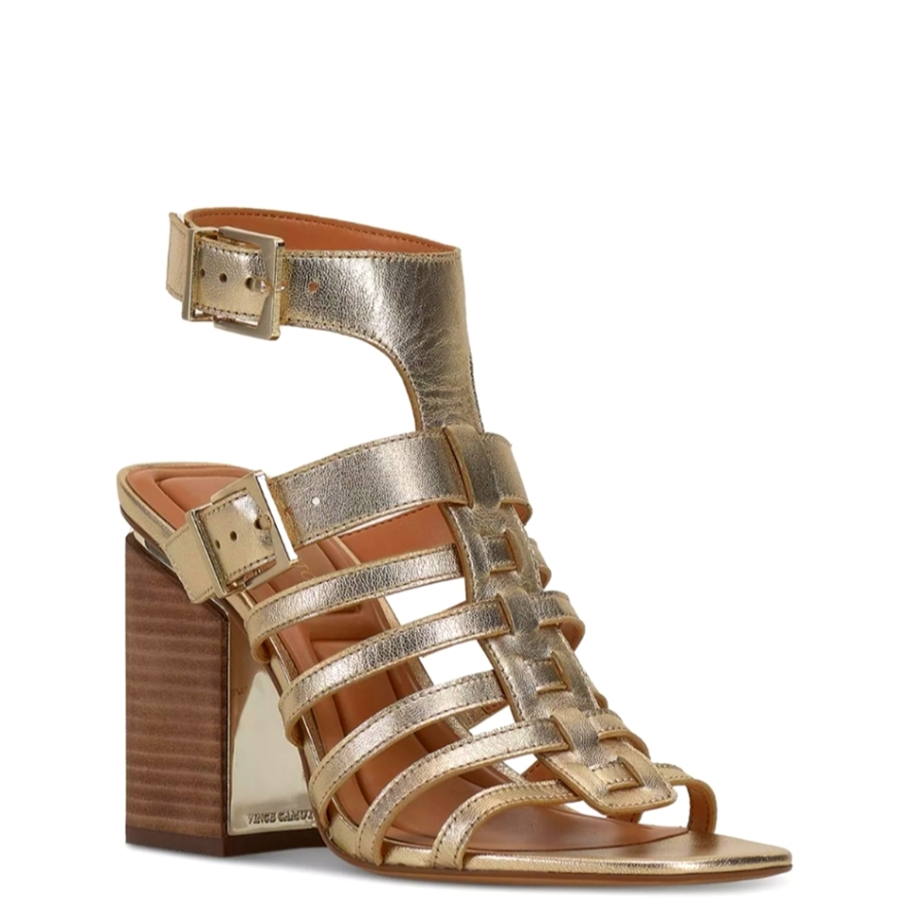 Vince Camuto GOLD Metallic  Cage Sandal (Women 8)